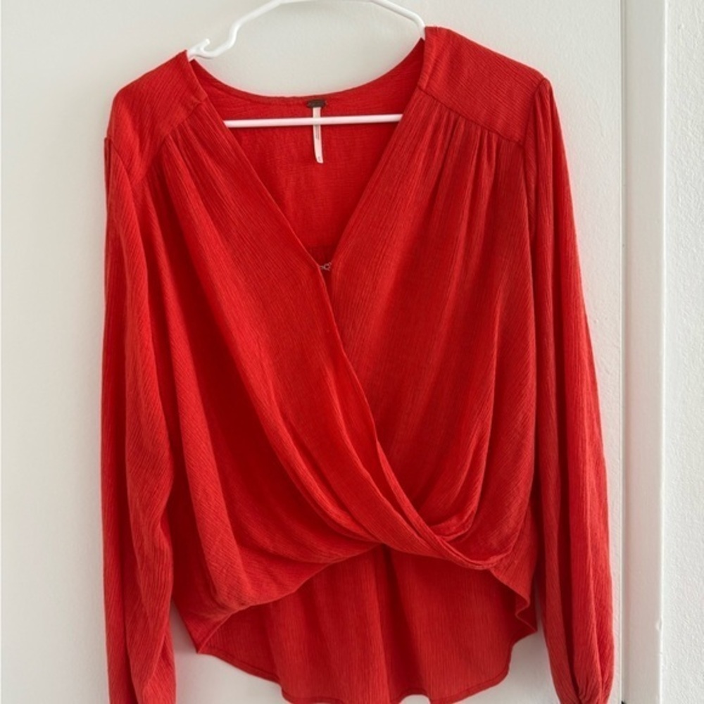 Free People Orange Wrap Top